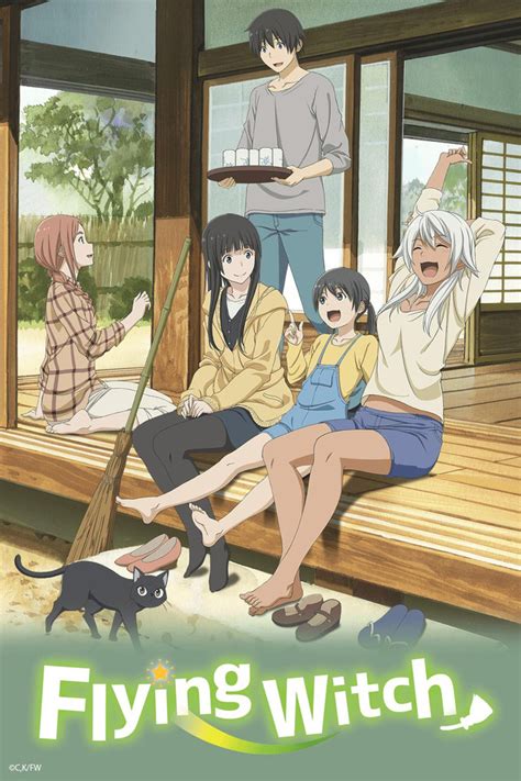 Flying witch cartoon